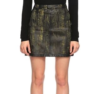 Alice+Olivia Leather Black and yellow skirt